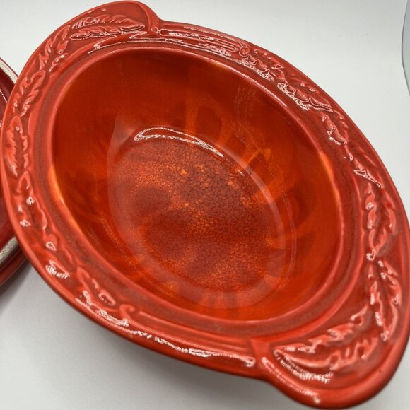 Vintage California USA Pottery Oval Red Glazed Casserole Serving Dish 2936 w/Lid - Picture 6 of 12